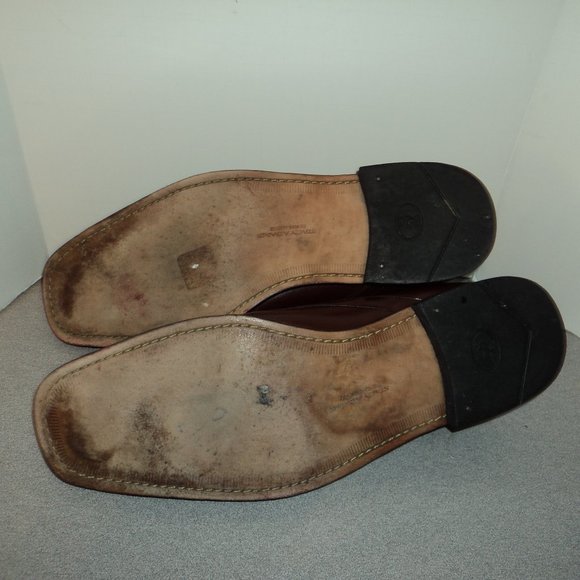 Stacy Adams Men's 12M Shoes Brown Leather Lace Up Dress Croc Oxford Square Toe - Picture 11 of 14